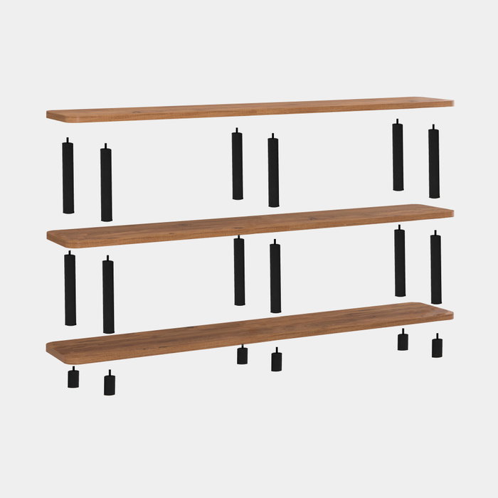 Hanah Home Estantería Zen - Negro, Pino Atlántico, 180x74.9x35 cm